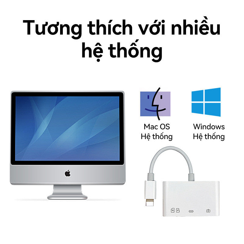 Đầu Đọc Thẻ Nhớ 4in1 OTG Type-C Lighnting SD TF Máy Ảnh USB Cáp Bộ Chuyển Đổi Di Động