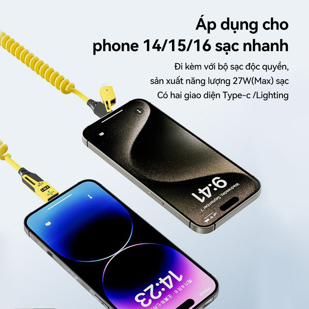 Dây Cáp 65W Sạc Nhanh Type-C Lighnting USB Nam Châm Lò So Chống Rối Phụ Kiện Điện Thoại