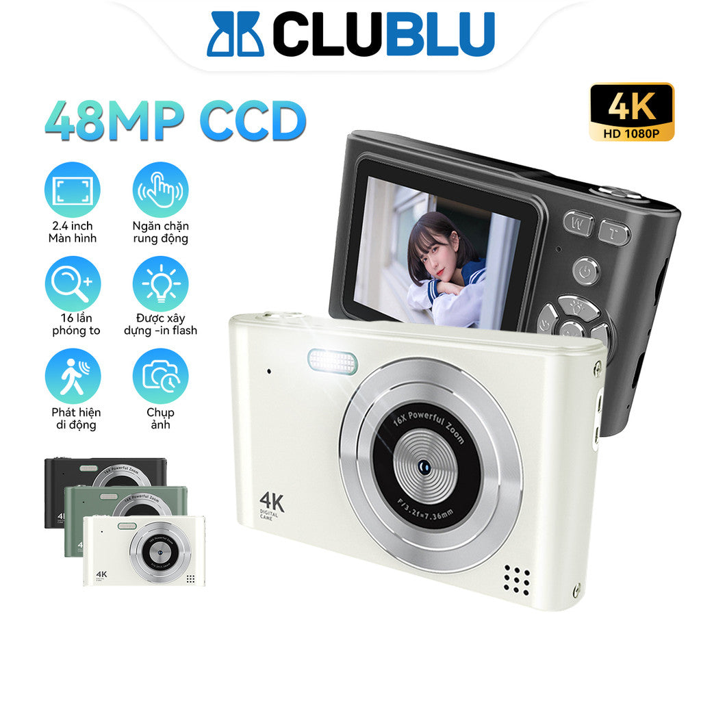 Máy Ảnh Kỹ Thuật Số H15CCD Digital Camera Mini 4K Cho Học Sinh Siêu Mỏng Nhỏ Gọn Chính Hãng