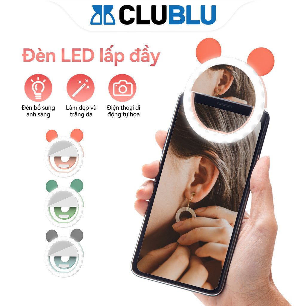 Đèn LED Hỗ Trợ Selfie Mini RingLight Lấp Đầy Ánh Sáng Cho Điện Thoại Gương LED Beauty Flash