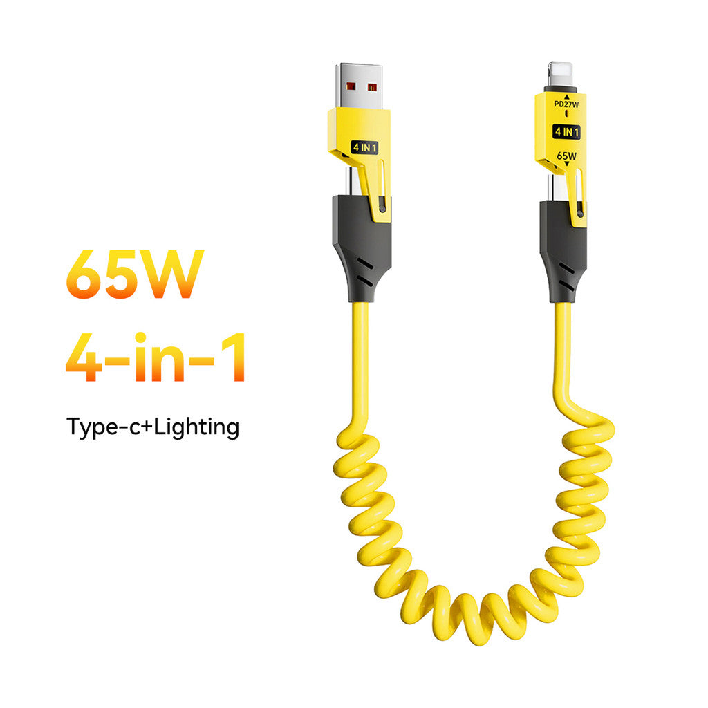 Dây Cáp 65W Sạc Nhanh Type-C Lighnting USB Nam Châm Lò So Chống Rối Phụ Kiện Điện Thoại