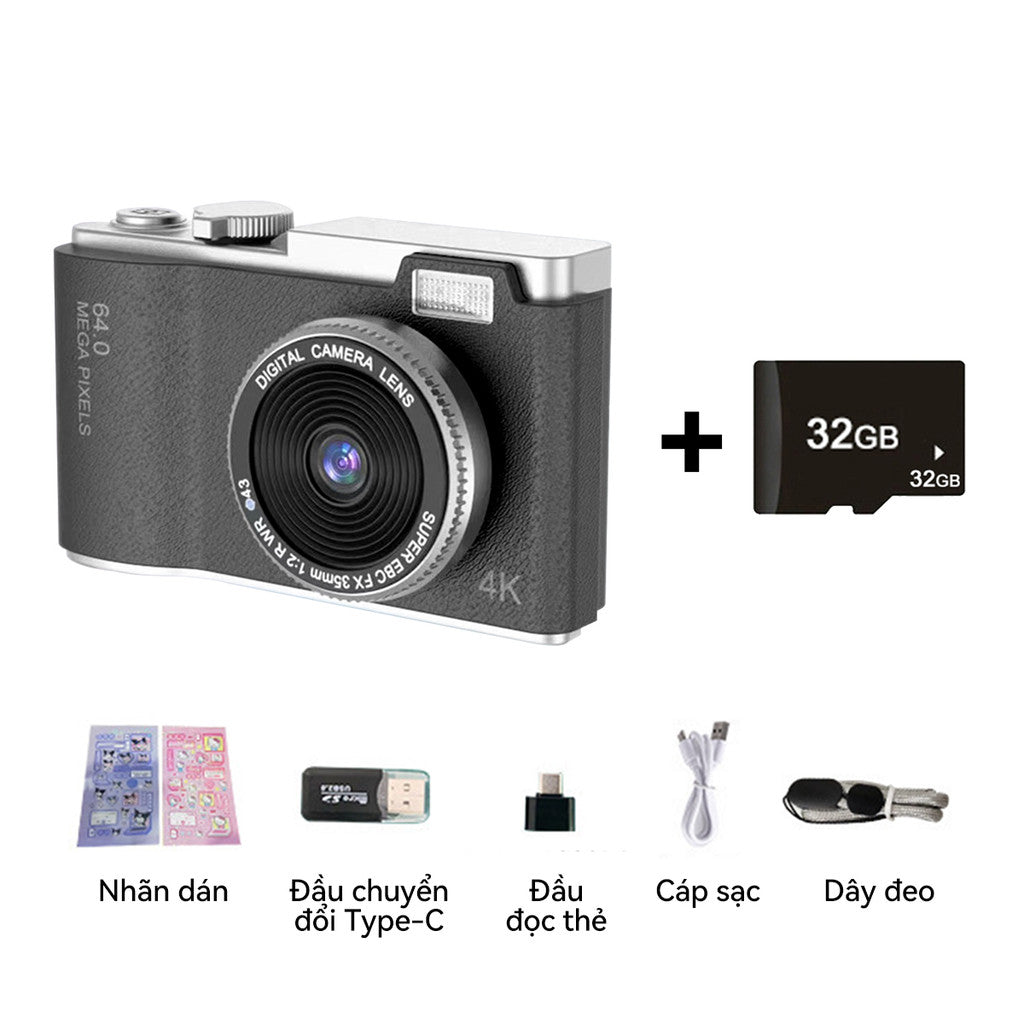 Máy Ảnh Kỹ Thuật Số Selfie LK-003 Camera Kép Mini Digital 4K Video Cho Học Sinh Retro